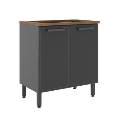 Imagem de Balcão De Aço Para Cooktop 2 Portas Grafite Estilo Bertolini Grafite