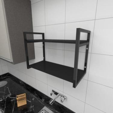 Imagem de Prateleira industrial para cozinha aço cor preto prateleiras 30cm cor 