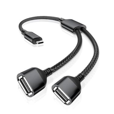 Imagem de Cabo Y divisor USB-C OTG, adaptador tipo C para USB 2.0 duplo, cabo dividido conversor macho para fêmea dupla para MacBook 2022, iPad 10 Air 5 Mini 6, Samsung Galaxy Note 10 20 S22 S23 S24 S25 Ultra