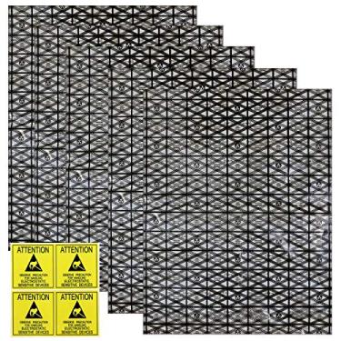Imagem de Sacos antiestáticos abertos com proteção ESD com etiquetas antiestáticas para disco rígido, SSD, placa mãe, placa de vídeo, dispositivos eletrônicos RAM (pacote com 12) (30,5 x 40,6 cm)