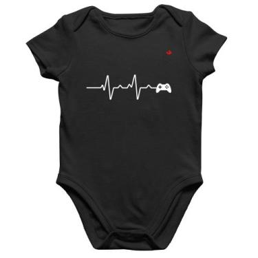 Imagem de Body Bebê Algodão Batimentos Cardíacos Gamer - Foca na Moda, Preto, G