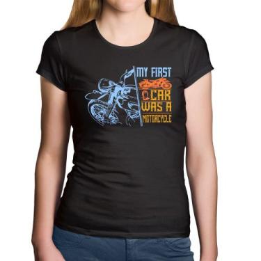 Imagem de Baby Look Algodão My First Car Was A Motorcycle - Foca na Moda, Preto,