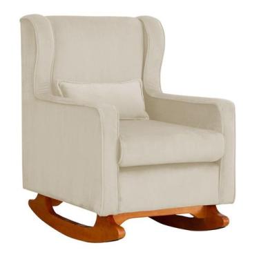 Imagem de Poltrona Decorativa Aurora Balanço Vovo Veludo Bege - FM - Fina Mobíli
