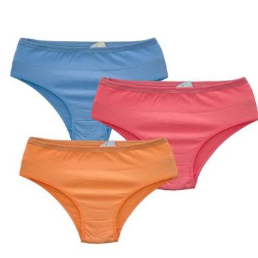 Imagem de Kit 4 Calcinhas Feminina Plus Size Adulto Cós Alto Senhora Cotton - Em