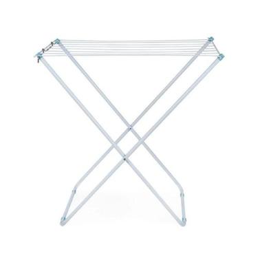 Imagem de Varal De Chão Aço Branco Dobrável Sem Abas Portátil 80Cm Mor