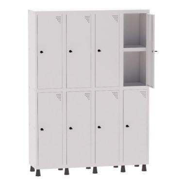 Imagem de Armário Guarda Volume Locker Roupeiro 4 Vãos 08 Portas Com Prateleira 