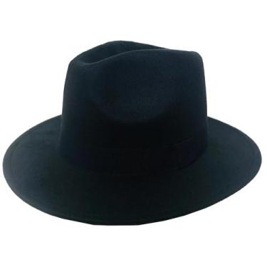 Imagem de Chapéu Fedora Preto Panamá Feltro Artista Clássico Sertanejo - Lis