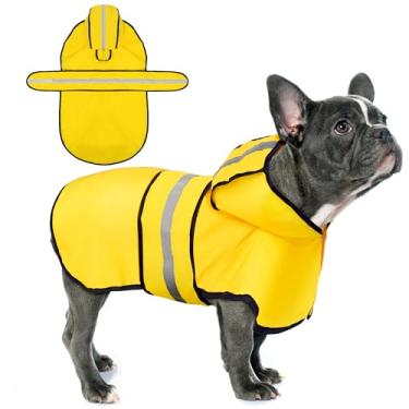 Imagem de Paiaite Capa de chuva para cães: Poncho com capuz, jaqueta impermeável durável com listras refletivas, orifício de coleira conveniente e ajuste ajustável, perfeito para cães pequenos, médios e