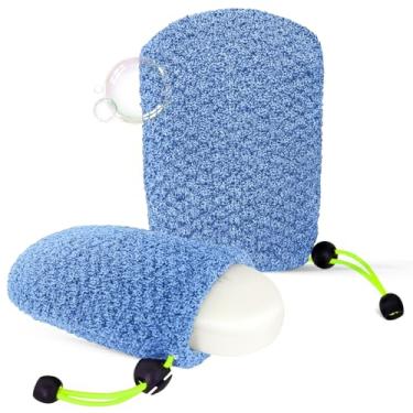 Imagem de MIG4U Bolsa de Sabonete Esfoliante para Banho 2 Peças - Bolsa de Sabonete Em Barra, Esfoliante Corporal de Bambu, Bolso para Viagem, Banho, Azul
