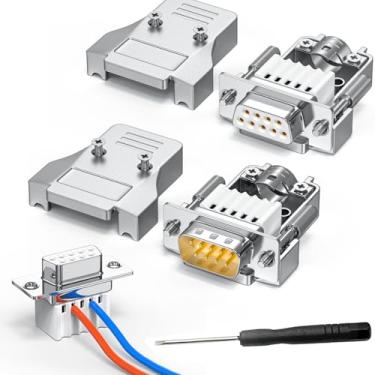 Imagem de JUXINICE Pacote com 2 adaptadores seriais DB9 com placa de fuga de metal módulo livre de solda, D-SUB 9 pinos macho + fêmea RS232 RS485 adaptador para conector de placa de terminal com parafusos