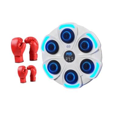 Imagem de UGPLM Máquina de boxe, alvo de parede de boxe de música eletrônica, alvo de boxe iluminado, equipamento de treinamento de boxe para exercício de karatê, Branco