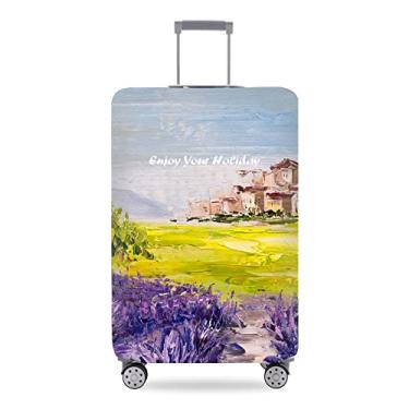 Imagem de Capa de bagagem engrossada, capa lavável de equipamento de viagem, capa protetora de elastano de mala de 45/60/71/82 cm, Feriado de pintura, L(25"-28"luggage)