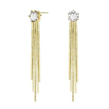 Imagem de KristLand - S925 Prata / Gancho de Liga Elegante Corrente Borla Brincos Gota Franja de Cristal Pingente Simples Brincos Delicados Brincos de Borla, Cristal, Cristais