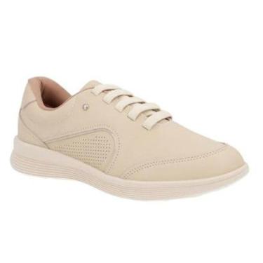 Imagem de Tênis Usaflex Vanilla Couro Feminino - Bege 34-Feminino