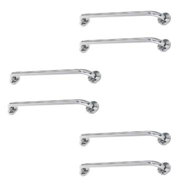 Imagem de Alça De Apoio Barra Inox 60cm Kit 6 Unidades Segurança Acessibilidade Idoso Gestante Cadeirante Banheiro Corrimao Suporte