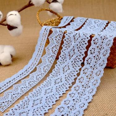 Imagem de ZNZAKKA Fita de renda azul de 8 metros de algodão com acabamento em crochê para artesanato, embrulho de presente, decoração de casamento
