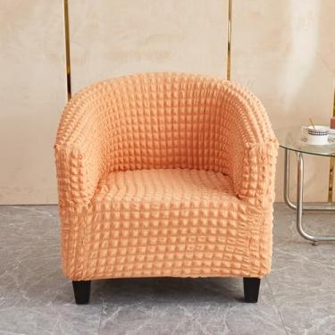 Imagem de Capa de cadeira de sofá antiderrapante à prova de poeira capas de cadeira de café capas de assento de fio de bolhas elásticas laranja||tamanho regular