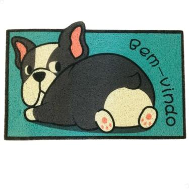 Imagem de Tapete Capacho Porta de Entrada Pets 'Bem-vindo' 100% Poliéster Emborrachado 60cm x 40cm Para Receber Com Estilo (Cachorro Gordinho)