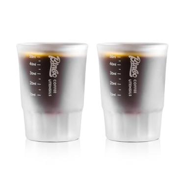 Imagem de Copos medidores de café expresso de 50 ml - 2 peças - cristal - vidro fosco, perfeito para medição precisa de café expresso álcool e ingredientes - Versátil para uso em cafés e bares de cozinha