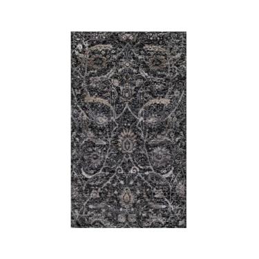 Imagem de Shahbanu Rugs Tapete oriental de lã e seda com nó de folha de foice preto Phantom (9,5 x 1,5 m)