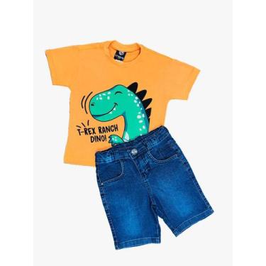Imagem de Kit Bermuda Jeans Infantil + Camiseta Menino - Maximus, Kit 2, 4