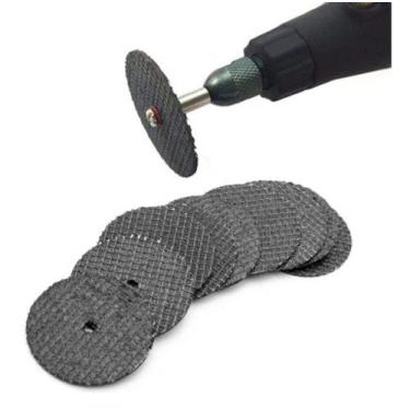 Imagem de Kit 10 Discos Corte Mini Retifica Com Fibra De Vidro 32mm + 1 haste - 