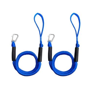 Imagem de Corda marinha elástica de 1,2 m para ancoragem temporária de barco, com clipe de aço inoxidável 316, acessório de barco para caiaque, pontão, embarcação, canoa, barco a motor (azul)