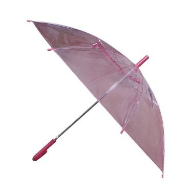 Imagem de Guarda Chuva Infantil 8 Varetas Automático: pvc Transparente Rosa