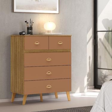 Imagem de Cômoda Ibiza 5 Gavetas Nature/Camarim - Vila Rica