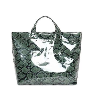 Imagem de Ansseng Sacola feminina de PVC grande papel kraft de plástico transparente alça superior bolsa Hobo transparente bolsa rosa choque, Verde