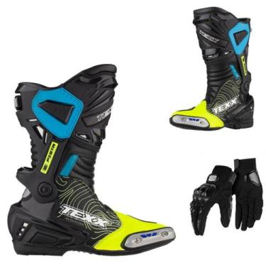 Imagem de Bota Motoqueiro Texx Pista Corrida Esportiva Racing, Azul
