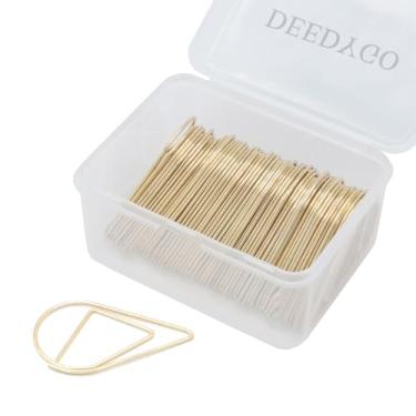 Imagem de 60 clipes de papel dourados em forma de gota grandes clipes de papel em forma de gota de aço inoxidável com caixa de suportes para material escolar de escritório, convites de casamento, marcadores