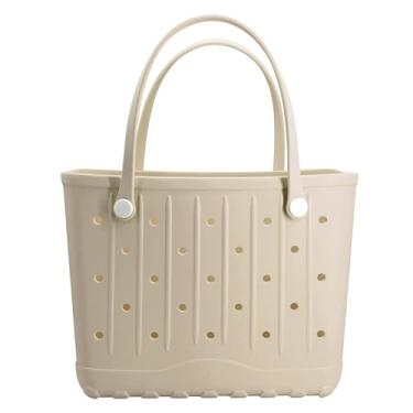 Imagem de CXY Bolsa de praia de borracha EVA impermeável, lavável, à prova de areia, bolsas de viagem para piscina, barco, mercearia, trabalho, esportes, Damasco, Large