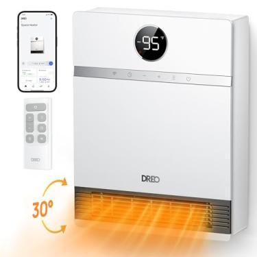 Imagem de Dreo Aquecedor elétrico inteligente de parede, aquecedores de cerâmica silenciosos de 28 dB para casa, baixa energia, oscilação de 30°, termostato ajustável, temporizador 24H, aquecedor de parede IP24