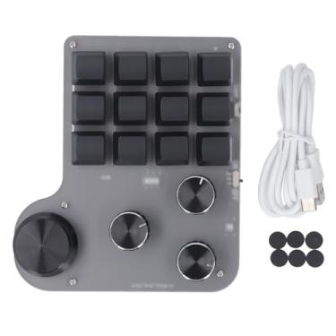 Imagem de Mini Macro Macro Mecânica Teclado Programável USB C Bluetooth 2.4G Sem fio 3 modos 12 teclas 4 botões Blue Switch RGB LED para jogos e aplicações de controle industrial ABS