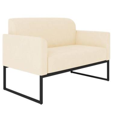 Imagem de Poltrona Namoradeira 2 Lugares Base Industrial Preta Maressa S03 Suede