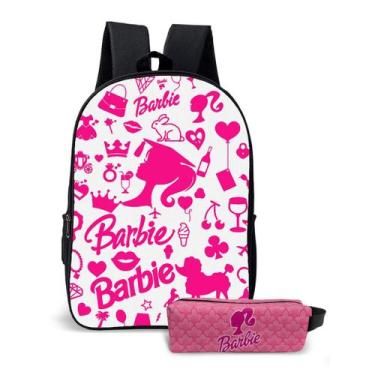 Imagem de Kit Mochila Com Estojo Escolar Feminina Menina Mundo Rosa Estilo Bonec