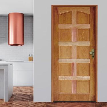 Imagem de Kit Porta De Madeira 210X82Cm Batente 11Cm Fechadura Taco De Golf Madeira Topazio Pinus