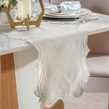 Imagem de Trilho De Mesa Bordare Bordado 40x180cm Pergaminho