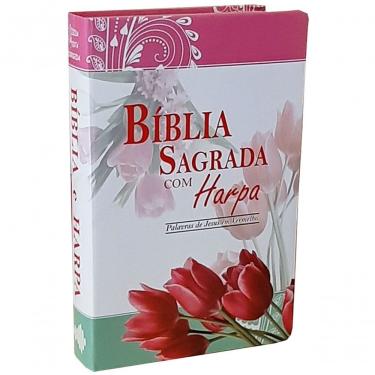 Imagem de Bíblia Sagrada De Tamanho Grande - As Palavras De Jesus Em Vermelho - Laminada - Almeida - Harpa - Capa Luxo - Tulipa