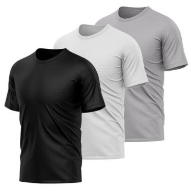 Imagem de Kit 3 Camisetas Masculina Dry Manga Curta Proteção UV Sport Basica Aca