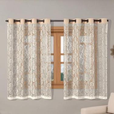Imagem de Cortina Renda 2,20m x 1,40m Apartamento Oxford Sala Quarto Janela Cozi