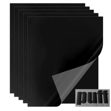 Imagem de Tvinyl Warehouse Transferência De Calor Em Vinil Preto Puff, 5 Peças Htv Para Camiseta, Ótima Adesão E Efeito Inchado