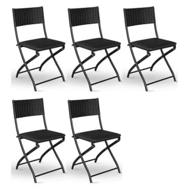 Imagem de Kit 5 Cadeira Dobravel Bar, Lanchonete Preto