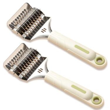 Imagem de 2 peças de cortador de macarrão, ferramenta de rolo de massa para macarrão caseiro, máquina de macarrão de aço inoxidável para utensílios de cozinha (marfim)