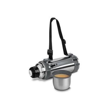 Imagem de Garrafa Térmica de Aço Inoxidável com Alça, 1,2 Litros, Tampa Dupla Função, Cinza