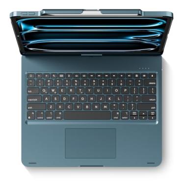 Imagem de edaiser Capa Com Teclado Giratório Para Apple Ipad Air 2025 De 13 Polegadas (M3-M2), Pro 13" M4 2024, 12,9 (6ª-3ª Geração); Giratória Suporte Lápis, Trackpad, Retroiluminação, Azul-Marinho
