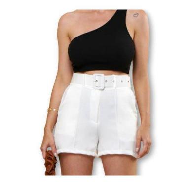 Imagem de Short feminino elegante alfaiataria com cinto - Filó Modas, M, Preto