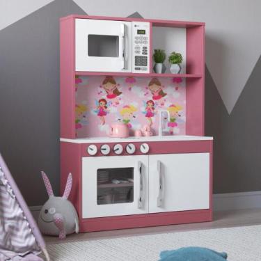 Imagem de Armário Cozinha Infantil Lux Branco Rosa - CASA H