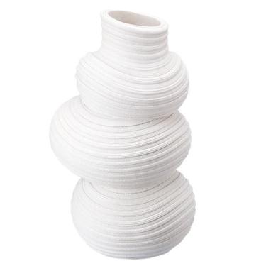 Imagem de Vaso Decora Sala Rústico Planta Branco Poli-Resina Rafimex